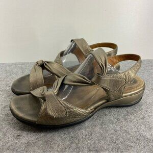 Clarks Artisan Lucena Pewter Leather Strappy Sandals Women's Size 9M
